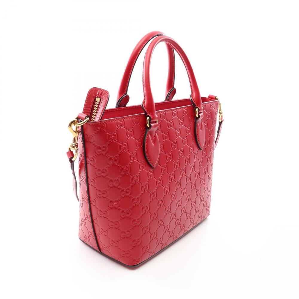 Gucci ssima Red Leather Bag Tote Red